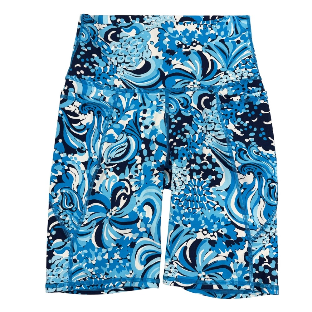 Lilly Pulitzer Shorts Womens Small Blue Mermazing South Beach Luxetic Bike Short